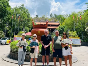 Visitors taking souvenir photos at Long Son Pagoda in Nha Trang