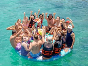 Tourists enjoying the floating bar party on a Nha Trang island hopping tour.