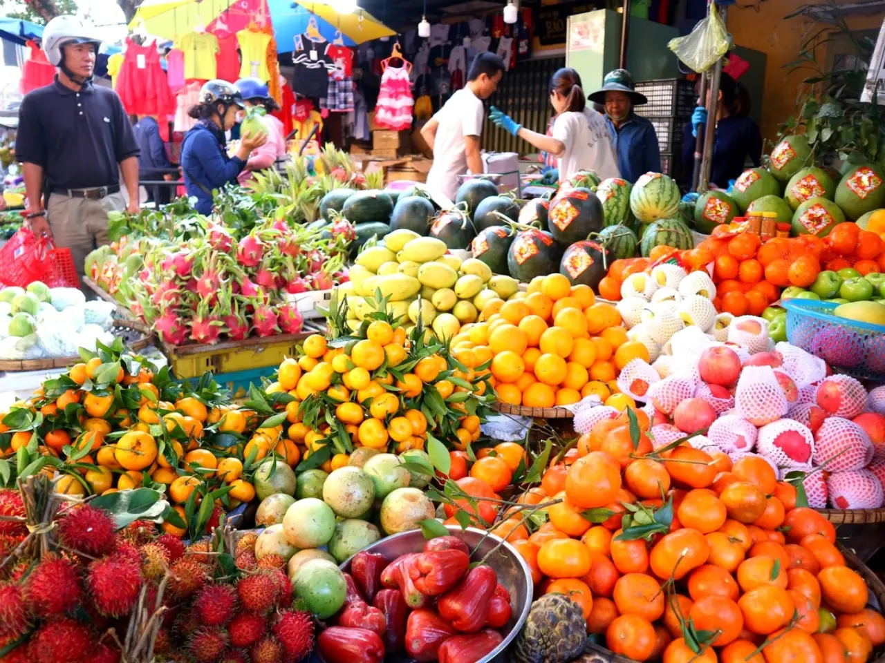 Fresh tropical fruits displayed at a local market in Nha Trang Fresh tropical fruits displayed at a local market in Nha Trang