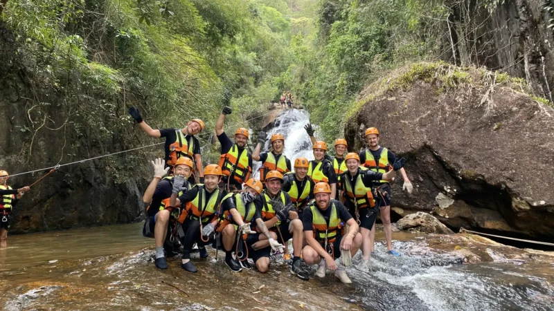 Canyoning adventure and 1500m rainforest canopy zipline at Datanla Waterfall